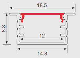 18.5*8.8mm Edge Anodized Led Aluminum Channel With Trim Led Strip Light
