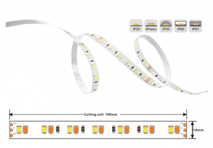 Tunable White CCT Adjustable 2700K-6000K 2835 140LEDs/m 19.2W LED Flexible Led Strip Light