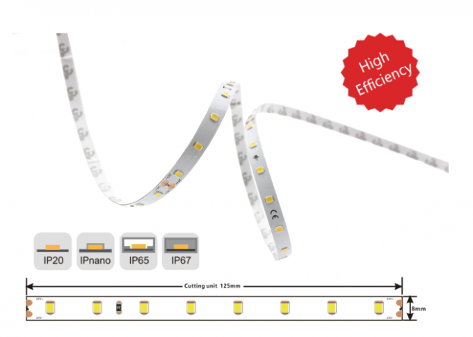 8mm 140LM/W High Efficiency Flexible Led Neon Strip Lights 4.8w 64LEDs