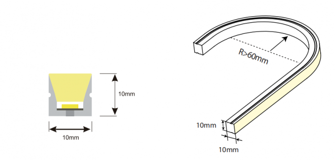 10*10mm Ra90 Silicone Neon Strip IP67 Waterproof Top Emitting LED Neon Flex Strip