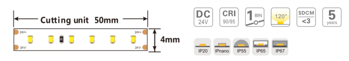 4mm Slim Flexible LED Strip 120LEDs 9.6w Ra90 Warm White Led Strip