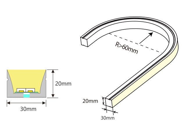 30*20mm Flexible Silicone Neon Strip IP67 24V LED Neon Light Outdoor Lighting 1