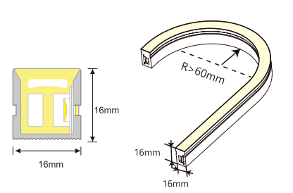 16*16mm Side Emitting IP67 Waterproof Silicone Neon Strip Light 24V LED Neon Flex