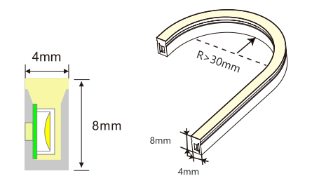 4*8mm Silicone Neon Strip Side View 24V IP67 Led Neon Rope Light