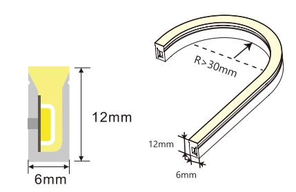 6mm Slim Silicone Neon Strip 24V RA 90 Side Bend Flexible LED Strip Neon Tape