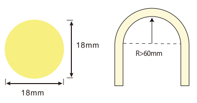 Φ 18mm Silicone Neon Strip 24V CRI90 9.6W/M 360° Flexible Round Neon Light