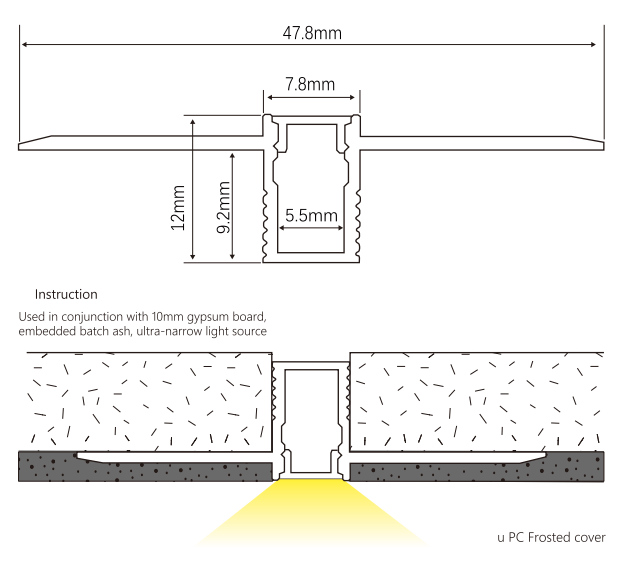 8x12mm Trimless Recessed Architectural Lighting Led Aluminum Profile 2