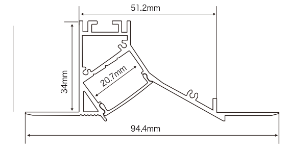 51*34mm Wall Washing LED Skirting Baseboard LED Aluminium Profile Linear 0
