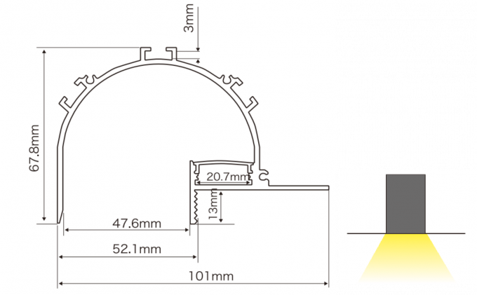 101*67mm Silver LED Aluminium Profile For Architectural Cove Lighting 0