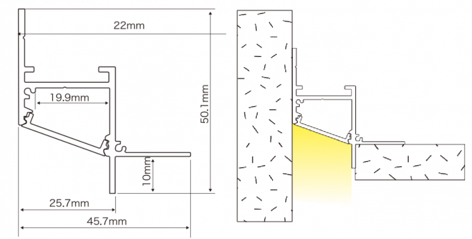 46*50mm LED Linear Light Aluminum LED Profile Strip Light For Architectural Cover 0
