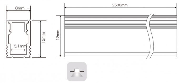 8*12mm LED Aluminum Profile With PC Diffuser For Cabinet Lighting 2