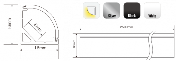 16mm Wardrobe Linear Ceiling Light 45 Degrees Led Aluminum Channel Corner Profile 1