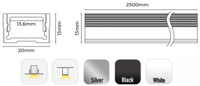 20*13mm Linear Wall Light Surface Mounted LED Aluminium Profile For LED Strip 0