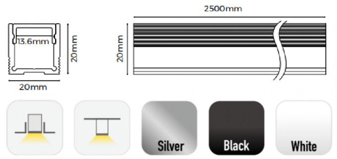 20*20mm LED Linear Light High quality LED Aluminium Profile for LED Strip Lights 1