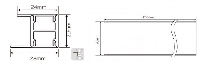 28*20mm LED Aluminium Profile Surface Mounted Upward Down Linear light IP20 0