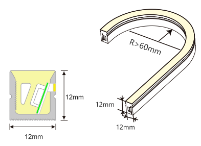 12*12mm Silicone Led Neon Flex IP67 Waterproof Neon Light flexible LED strip
