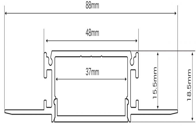 48x19mm Plaster Recessed Aluminum LED Profile for Architectural lighting 1