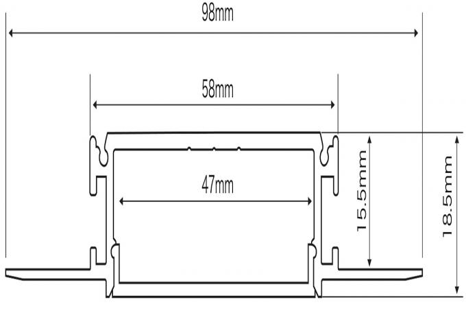 58*19mm LED Aluminium Profile Channel For Architectural Building Lighting 0