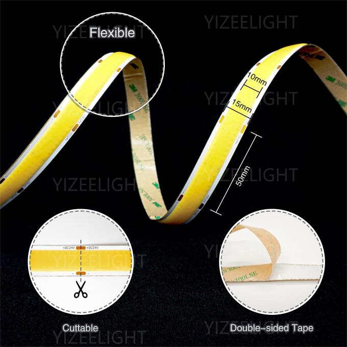15mm Width 24V COB LED Strip Light High Brightness Dot Free LED Strip 1