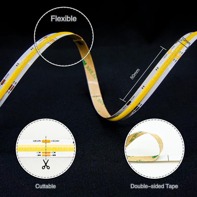 10mm Color Temperature LED Strip DC24V 2700K-6500K COB Tunable LED Strip