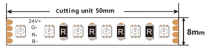 8mm RGB LED Strip SMD3838 120 LEDs/M 17.3W 5m Colour Changing LED Tape