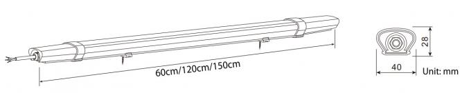 Slim IP65 Tri Proof Lighting Power Supply Built In Waterproof LED Batten 60cm 120cm 150cm 2