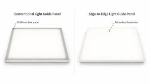 Conventional LED panel dark border compared with edge-to-edge illumination