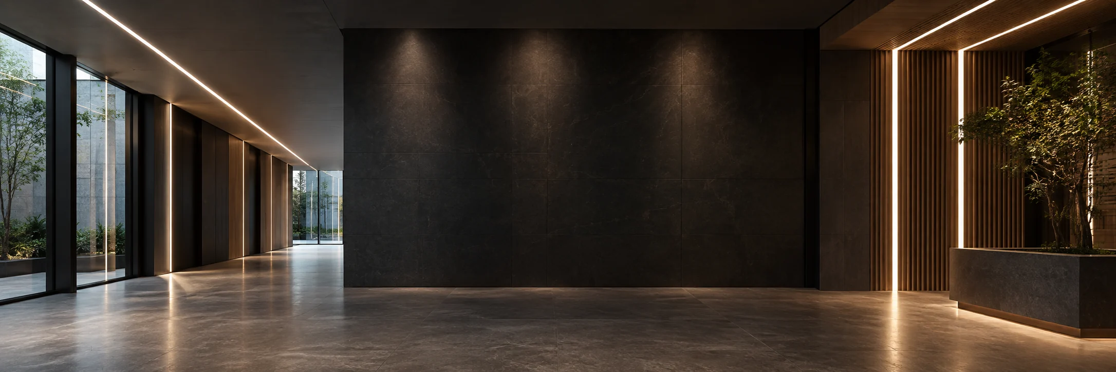 Linear LED lighting in a commercial interior